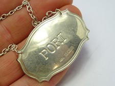 Vintage Hallmarked Sterling Silver Decanter Bottle Spirit Label PORT