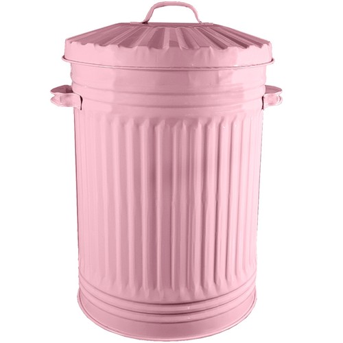 Pink metal bin waste - pink,