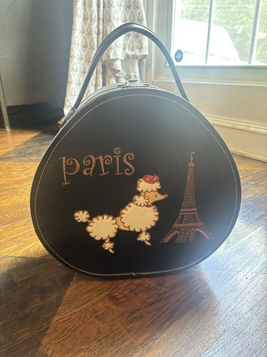 Vtg black paris suitcase - vtg,