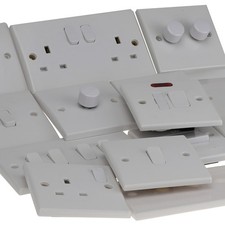 Curved White Light Switch/Power Sockets/Fuse Spurs/Blanking/Dimmers Wall Plates