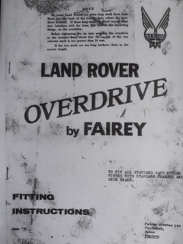 Fairey overdrive fitting - fairey,