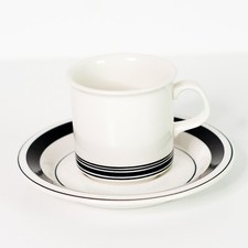 Arabia Finland Demitasse 4 oz Tea Cup Saucer /Blue Stripe Set
