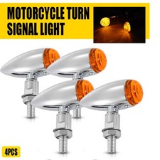4x Chrome Mini Bullet Motorcycle Turn Signal Light For Honda Shadow Spirit Rebel