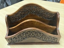 Mahogany Wooden Freestanding Carved Letter Rack