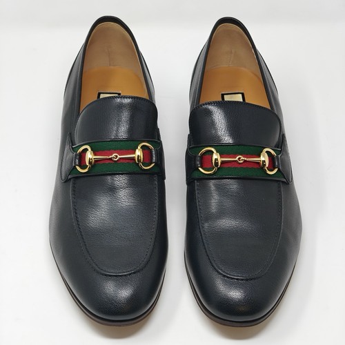 Gucci black leather web - leather,