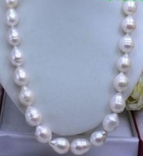HUGE SEA AAA+ 12-15 MM WHITE AKOYA BAROQUE PEARL NECKLACE 24 INCHES