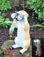 Solar Garden Ornament Powered Decorative Meerkat Light Up with Binoculars Indoor