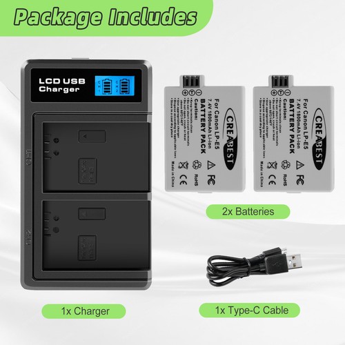 Battery camera for canon - 2x,
