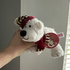 Tesco Chilly Polar Bear Pogo Mini Beanie With Tags 2005 white soft toy 20cm long