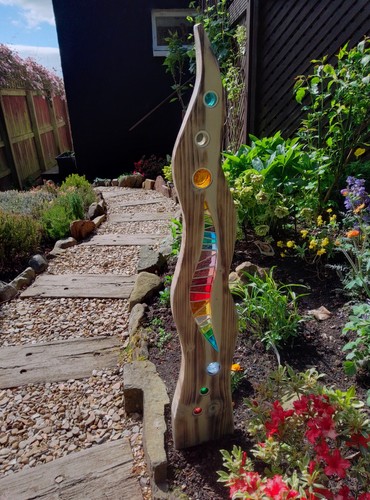 Stained glass garden sculpture - glass,