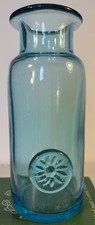 Dartington Glass Flower Bottle Daisy Design Kingfisher Blue 28cm. Nice Condition
