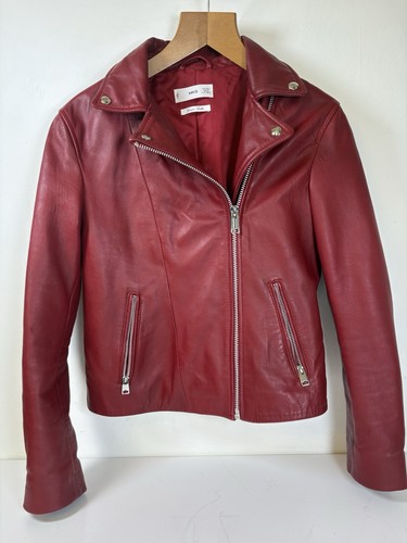 Mango womens leather jacket - leather,