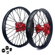 21/18 Spoked Wheels Black Rims Red Hubs Set For Honda XR 650 L XR650L 1993-2024