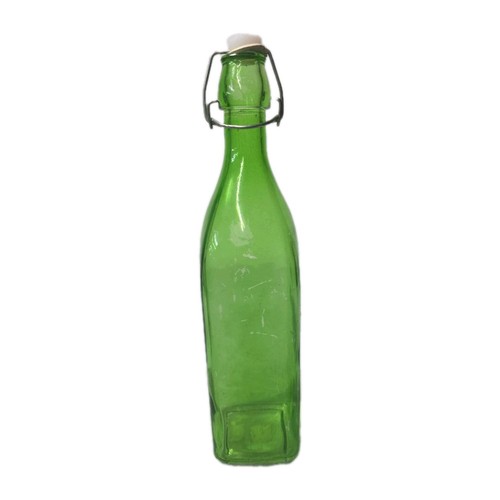 Vintage green glass bottle - green,