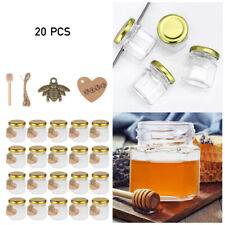 20 Pack Hexagonal Glass Honey Jars-4.5x5cm Mini Pot with Lid & Dipper Canisters