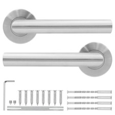 DIDA Brushed Chrome Twisted Lever Door Handles on Rose, 1 Pair Silver