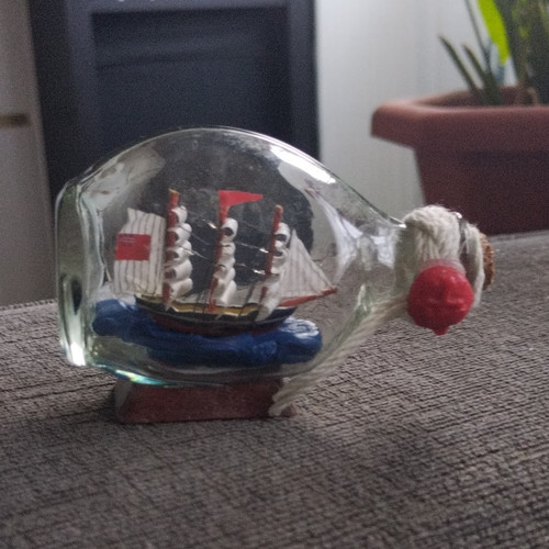 Glass ship bottle - glass,