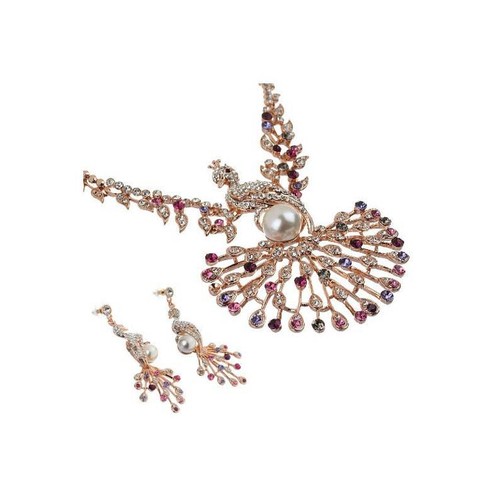 Peacock jewellery set pendant - peacock, set,pendant
