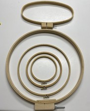 Wooden Hoops Embroidery Sewing Quilting Wing Nut Lot Of 5 18” 12” 8” 6” & Oval