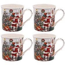 The Leonardo Collection Fine China Christmas Santa Mugs in Gift Box - Set of 4
