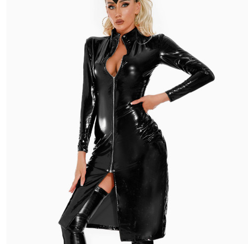 Ladies sexy latex tight dress - ladies,