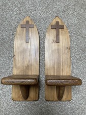 2 x Wooden Church Cross Candle