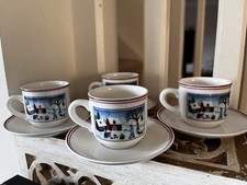 Villeroy Boch NAIF Christmas  Demi-Tasse Cup And Saucer x 4 Excellent Condition