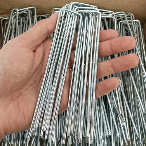 Galvanised steel garden pegs - galvanised,