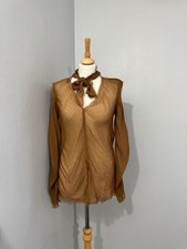Zara Brown Sheer Tie Neck