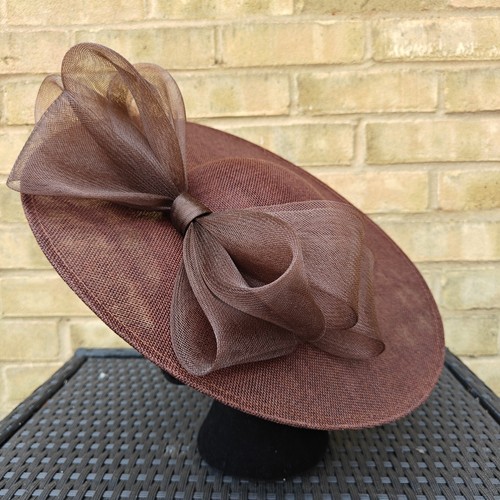 Dark brown large fascinator - dark,