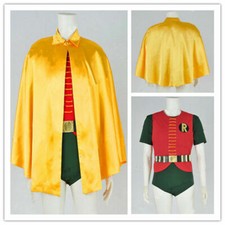 Batman 1966 Classic Robin Burt Ward Cosplay Costume Jumpsuit Cape Halloween