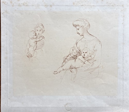 Antique engraving two studies - engraving,