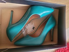 Stiletto Emerald Green Leather Shoes Women Size 4 Uk