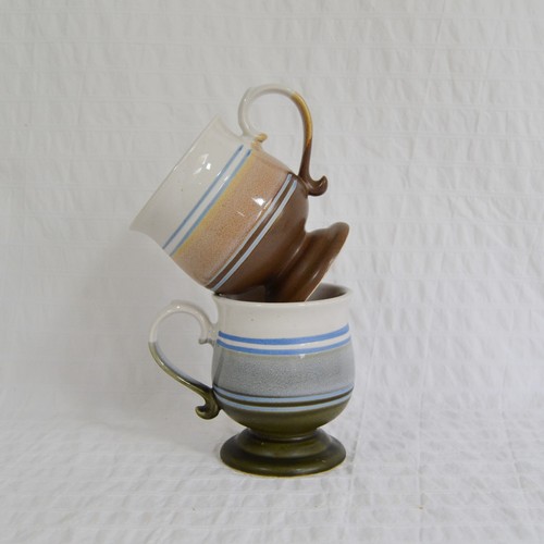 Pair vintage stoneware footed - stoneware,