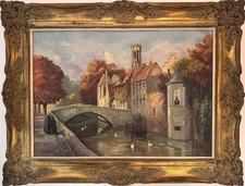 Large Belgium antique oil