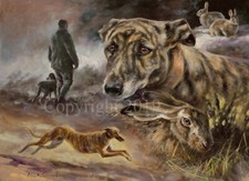 Mick Cawston 'A Grand Night Out' Lurcher Dog, fine art print