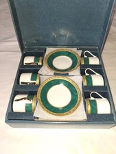 Vintage Chinacraft Green And White Tea Set With Box 4.5" Plate