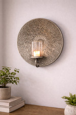 Round metal wall candle - round, holder