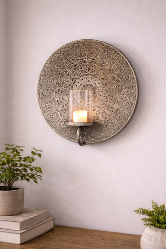 Round metal wall candle - candle, holder