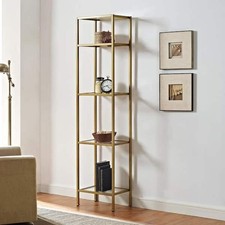 Bookcase 4 Shelf Glass/Metal
