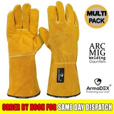 ArmaDEX ARC MIG Welding Gloves Heat Resistant Leather Gauntlets Cotton Liner PPE