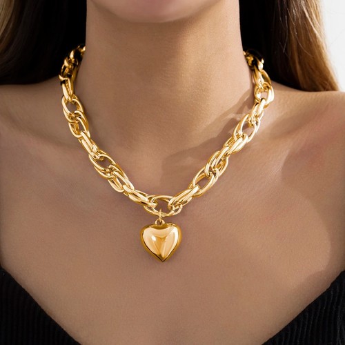 Link chain necklace heart - link,