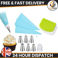 Silicone Bags Icing Piping Cream Pastry Cake Decorating Steel Nozzles 10 Pcs Set