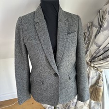Joules Ladies Horatia Grey Blazer-  Textured Tweed-Wool- Herringbone- UK12 VGC