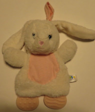 Bobo Buddies Bunny Rabbit Baby Teether Lovey Security Crinkle Toy Pink White 8"