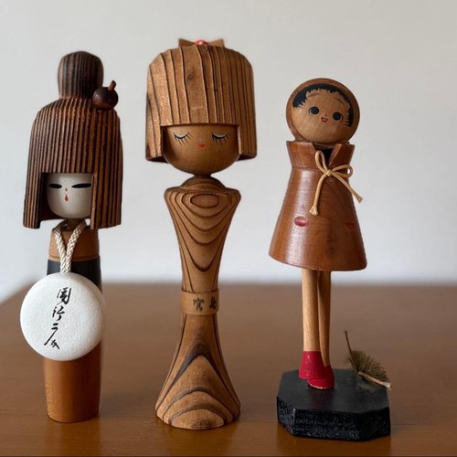 Showa wooden kokeshi set - set, 3