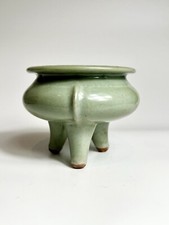 Antique Chinese Longquan Celadon Censer Late Ming or Early Qing Dynasty 