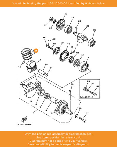 Yamaha piston ring - piston, set