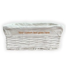 Personalised Text White Wicker Storage Gift Hamper Basket with White ClothLining
