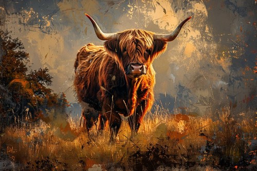 Highland cow animal canvas - animal,